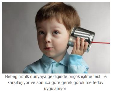 Bebeğinizde duyma sorunu var mı anlamak istemez misiniz ? Bebeğiniz ilk dünyaya geldiğinde birçok işitme testi ile karşılaşıyor ve sonuca göre gerek görülürse tedavi uygulanıyor. Bu duruma çocukluk döneminde de dikkat etmeyi elden bırakmayın.